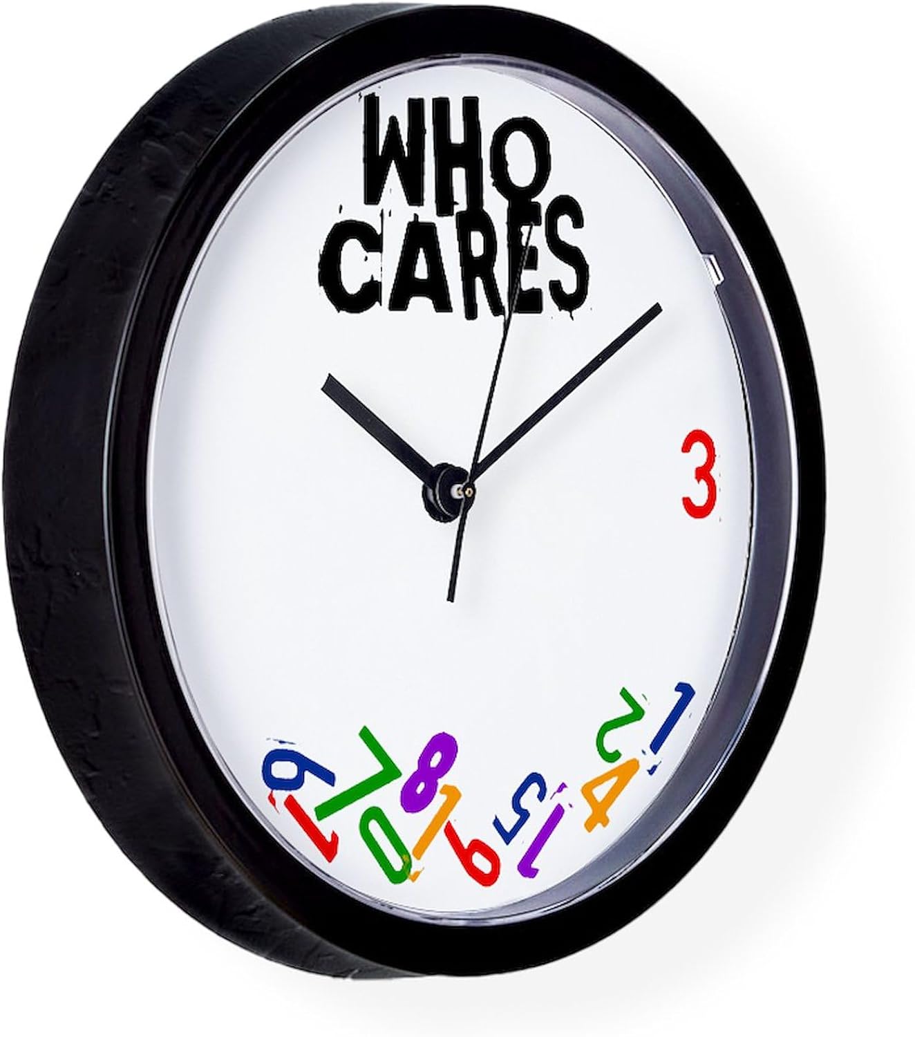 CafePress Who Cares Falling Numbers Wall Clock 10" Wall Clock for Livingroom, Kitchen, or Office