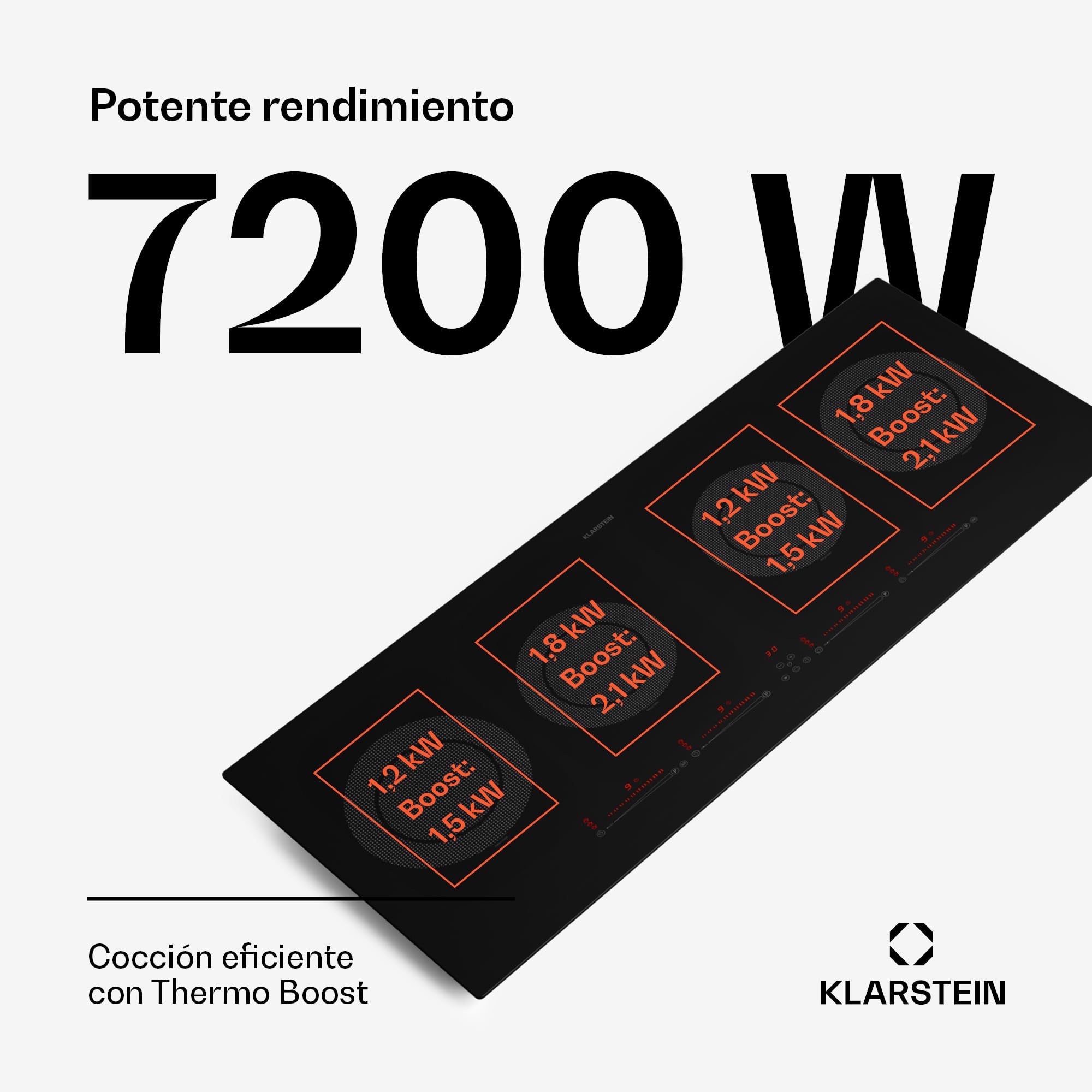 Klarstein Placa Vitroceramica, 5 zonas, Vitro Placa Induccion Bajo Consumo Zona Combinable, Placa Coccion Sobremesa 11600W, Control Táctil, Placas Vitrocerámicas Eléctricas