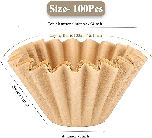 Miniatura 2 de Filtros de café de 1 a 2 tazas, 200 unidades desechables naturales sin blanquear de repuesto para café en miniatura, cafetera pequeña, cafetera de