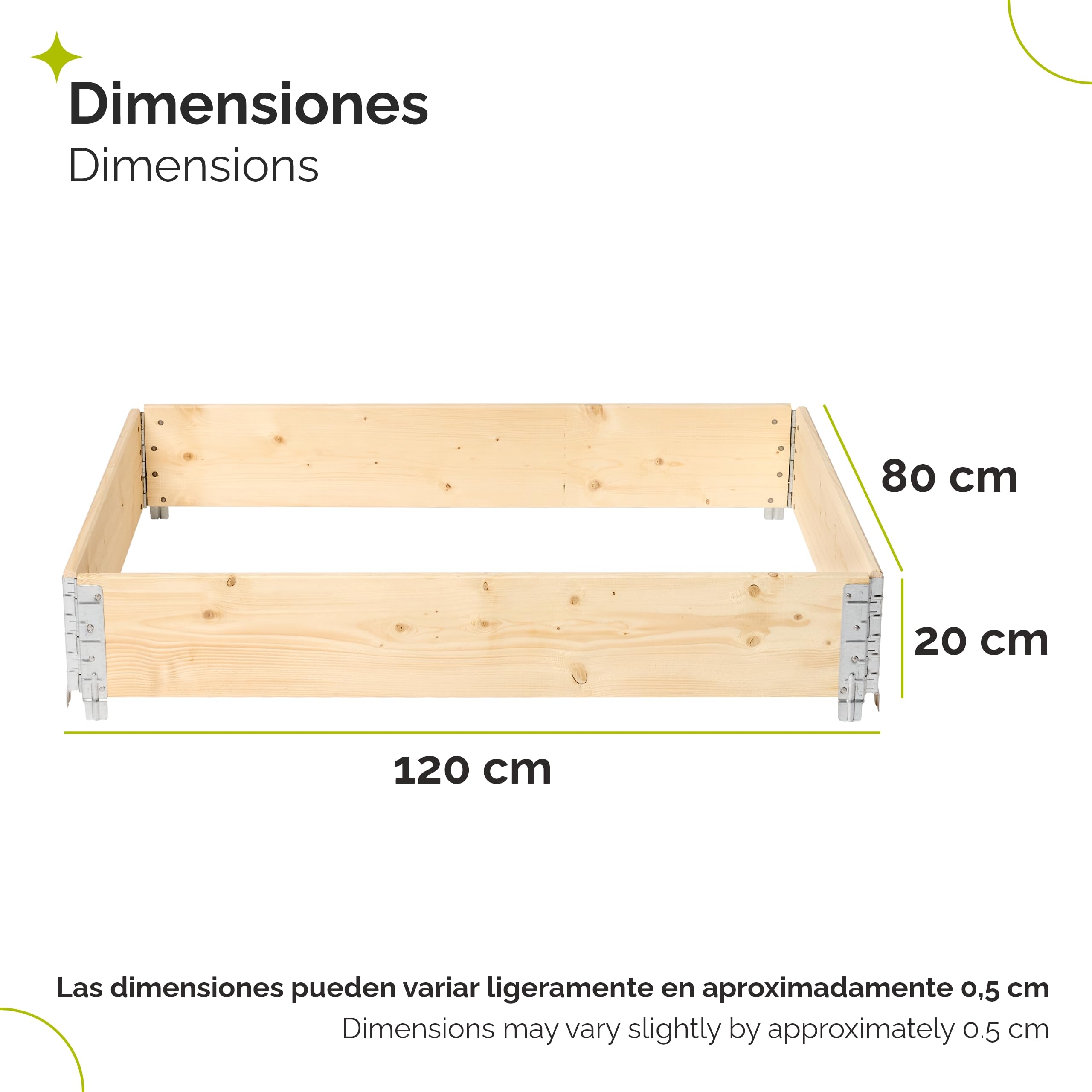 Garronda Jardinera Elevada de Madera 120x80 cm, Huerto Urbano para Terraza y Jardín, Cercado Exterior, Marcos de Palets Apilables para Plantas y Flores, Cantero Exterior GD-0075 (Natural, 3 pzs)