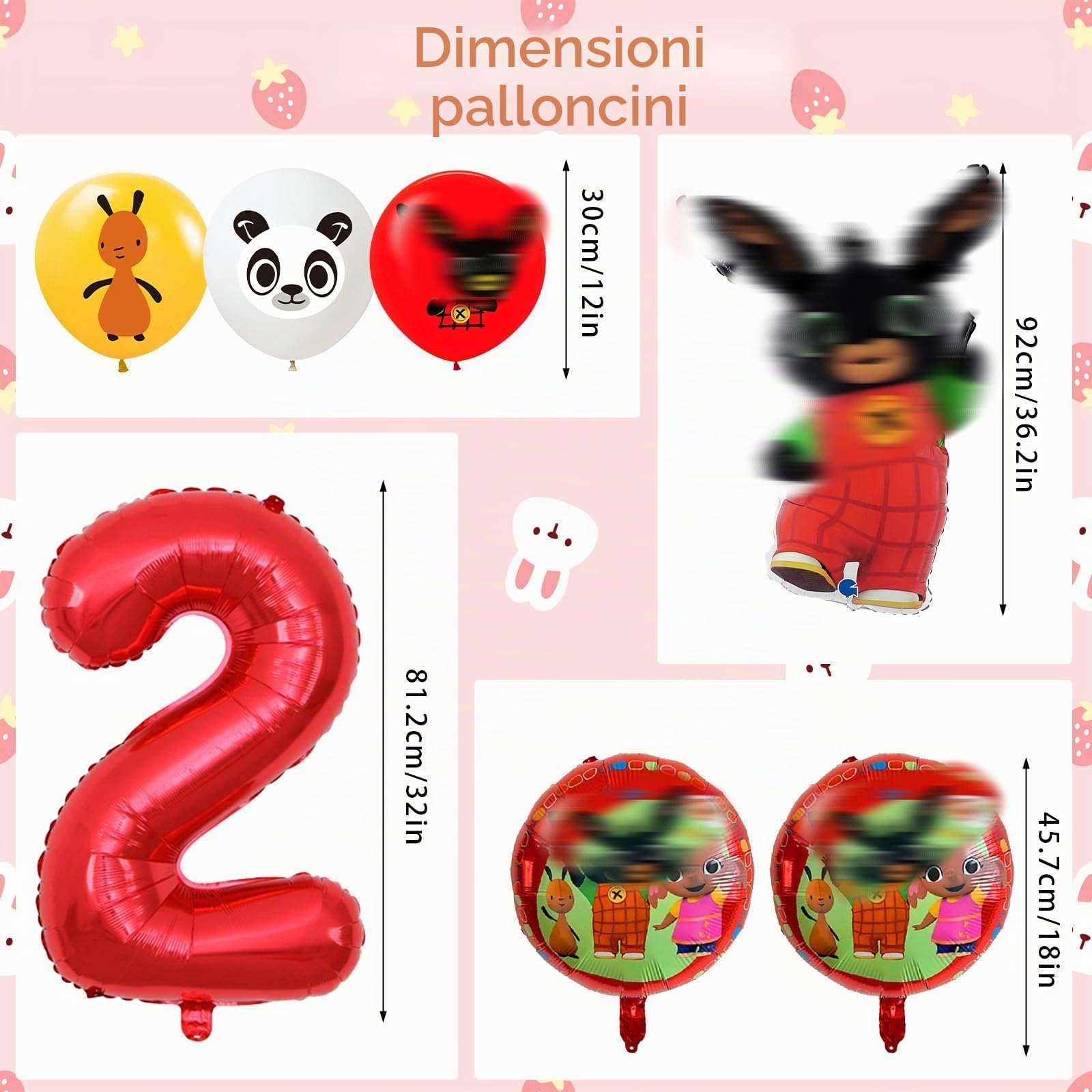 Decorazioni Compleanno, 82 Pezzi Stoviglie Compleanno 2 Anni Bunny Decorazione per Feste Kit Festa Includere Striscione Decorazioni Torta Palloncini Piatto Tovagliolo Tovaglia