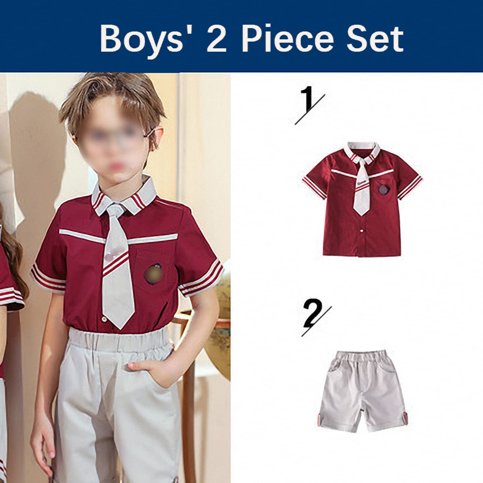 Uniformes de jardín de Infantes,Ropa de Clase de Manga Corta de Estilo Universitario británico para niños de Verano,Trajes de Ropa Escolar de Rendimiento de Estudiantes