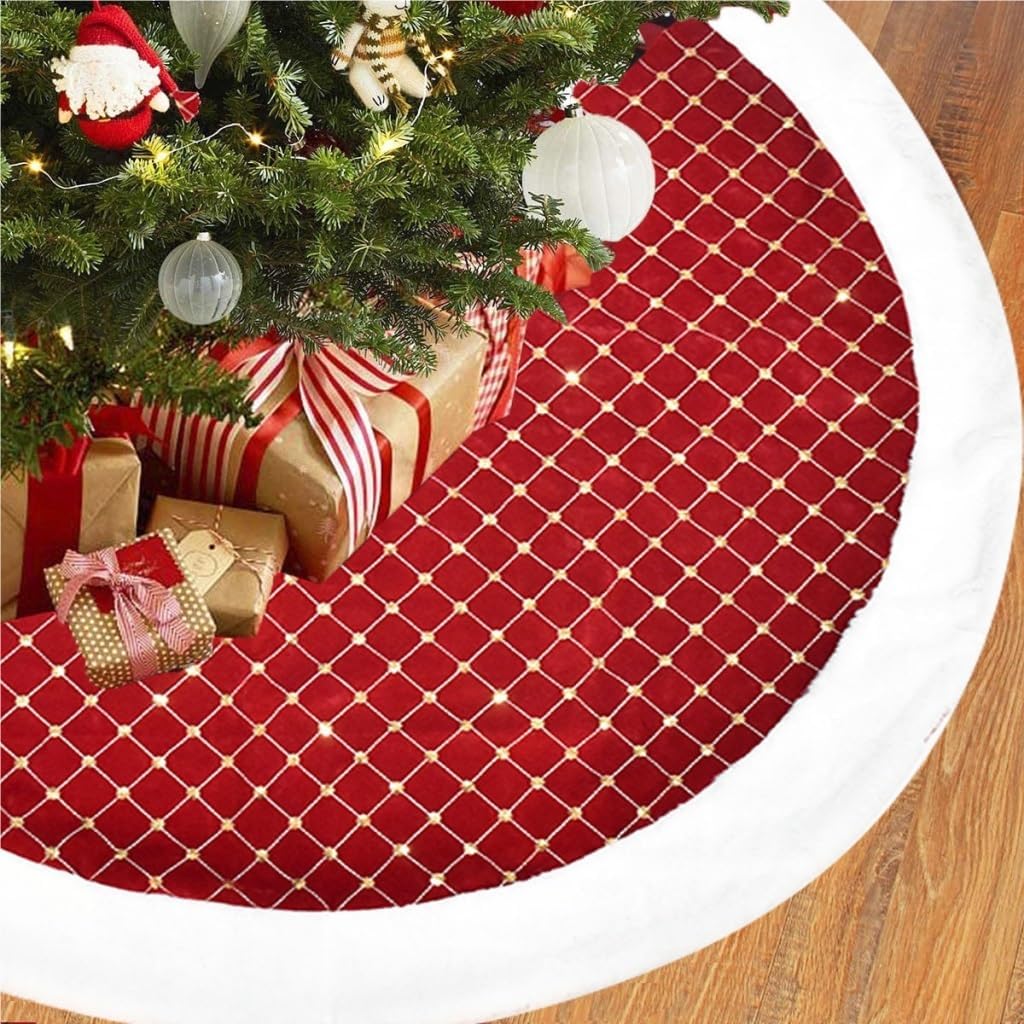 Tree Skirt Christmas Christmas Tree Skirt Decoration Sequin Embroidery Red Christmas Tree Bottom Apron Christmas Tree Skirt Christmas Skirt Tree