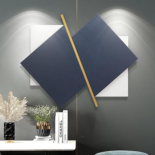 Miniatura 5 de ETULLE Arte de pared de metal, escultura geométrica 3D de pared, decoración de pared de metal, decoración de la oficina del hogar, dormitorio, sala