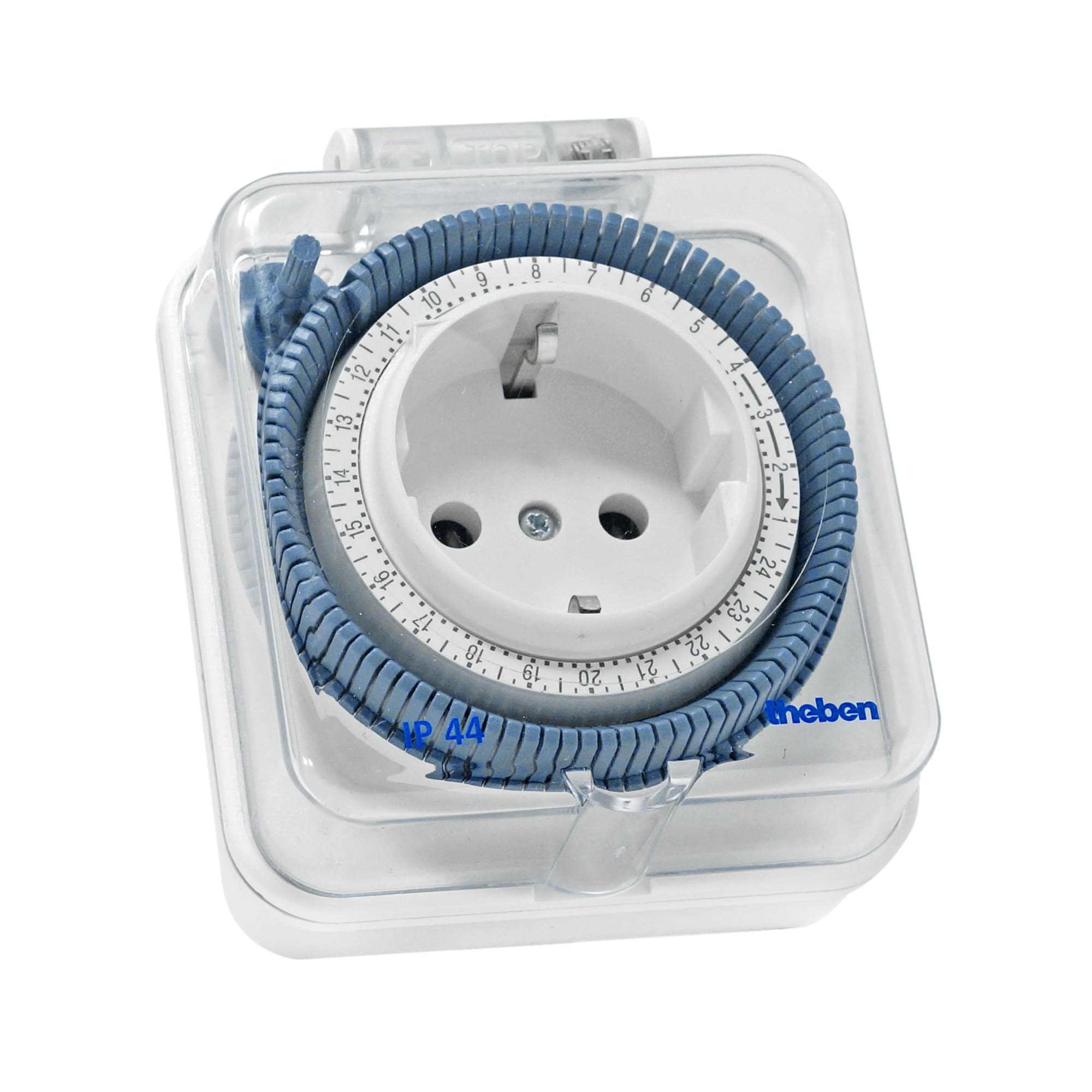 Theben 0260030 Timer 26 IP 44 - analoge Zeitschaltuhr für den Außenbereich, Steckdosen Schaltuhr, Zeitprogrammstecker, weiß, bis zu 400 W LED Schaltleistung, spritzwassergeschützt