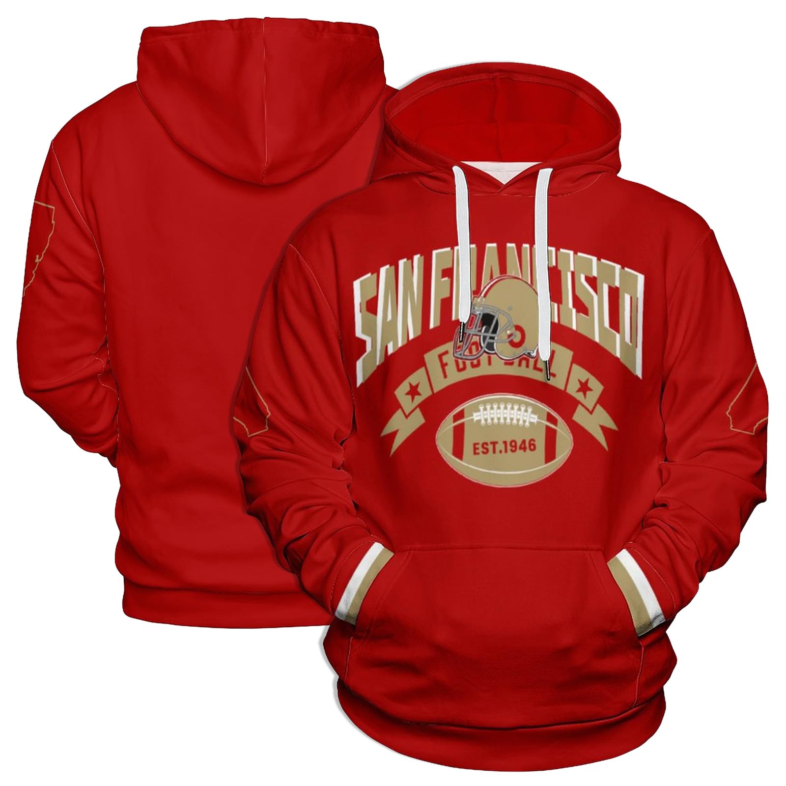 NLUVBTE Men's City Classic Pullover Hoodie Novelty Crew Neck Sweatshirt with Pocket 3D Print Hooded Gifts For Fans Lovers