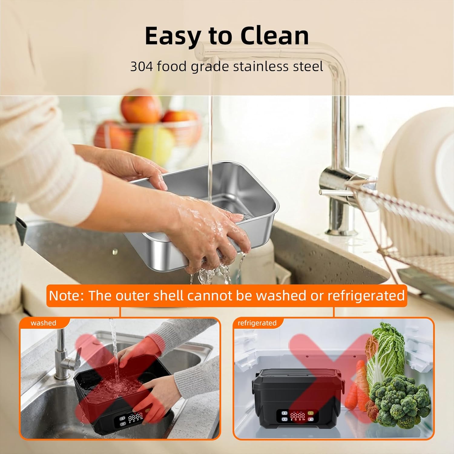 100W Cordless Heated Lunch Box, 45W Fast Charging＆22000mAh Rechargeable Electric Lunch Box for Adults - 6.5 Cups Portable Food Warmer with 24H Scheduled Heating, for Work, Office, Outdoor(Black)