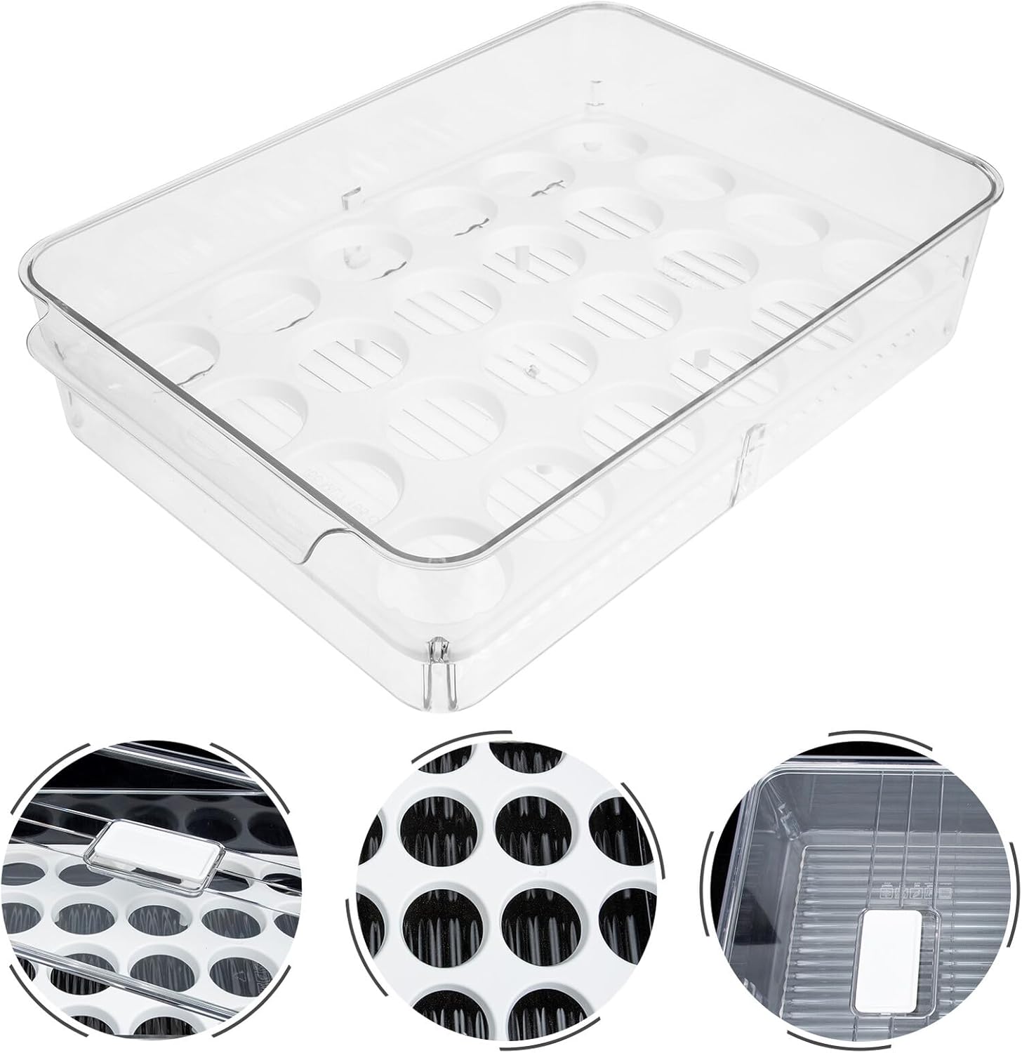 Pet Egg Storage Container for Refrigerator, Large Capacity Stackable Fridge Organizer Box with Lid, Food Preservation Holder for Kitchen and Vegetable Storage