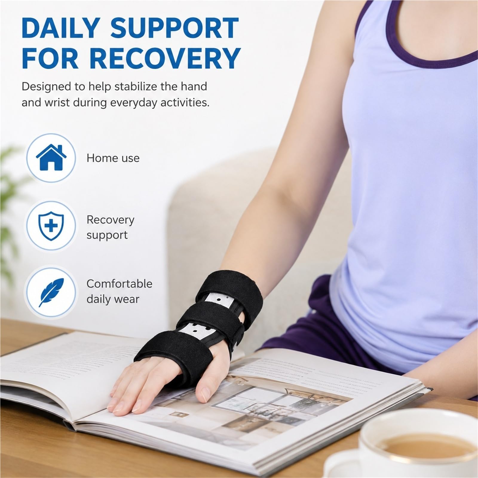 Tutore Mano Post Ictus e Supporto Polso per Tunnel Carpale Immobilizzatore Dita per Riabilitazione Atrofia Muscolare Stecca Notturna Ergonomica Regolabile