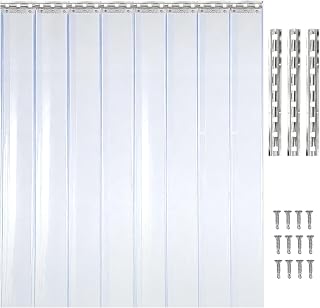 bimiti PVC Lamellenvorhang Streifenvorhang 120x200cm Transparent Streifenvorhang, Lamellen Stallvorhang PVC Lamellenvorhang Winddicht Wasserdicht für Zimmer, Läden, Supermärkt, Kühlraums