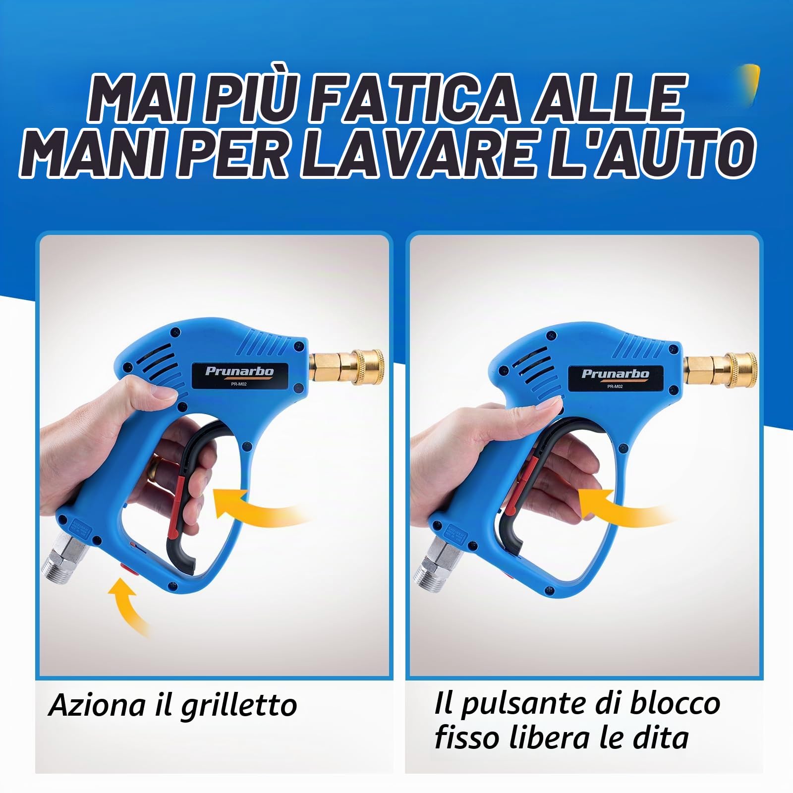 Pistola per Lavaggio a Pressione corta con Girevole - maniglia per acqua ad alta Pressione connettore rapido da 1/4 pollici 5 Punte per ugelli Pistola compatibile con Nilfish/Bosch Series