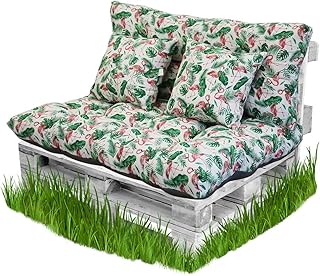 BCASE Cuscino per Pallet in Fibra Pack + Cuscino Schienale per Pallet Imbottiti, Cuscino Imbottito, Include Cuscino Schienale E Sedile, Ideale per Giardino, Flamenco