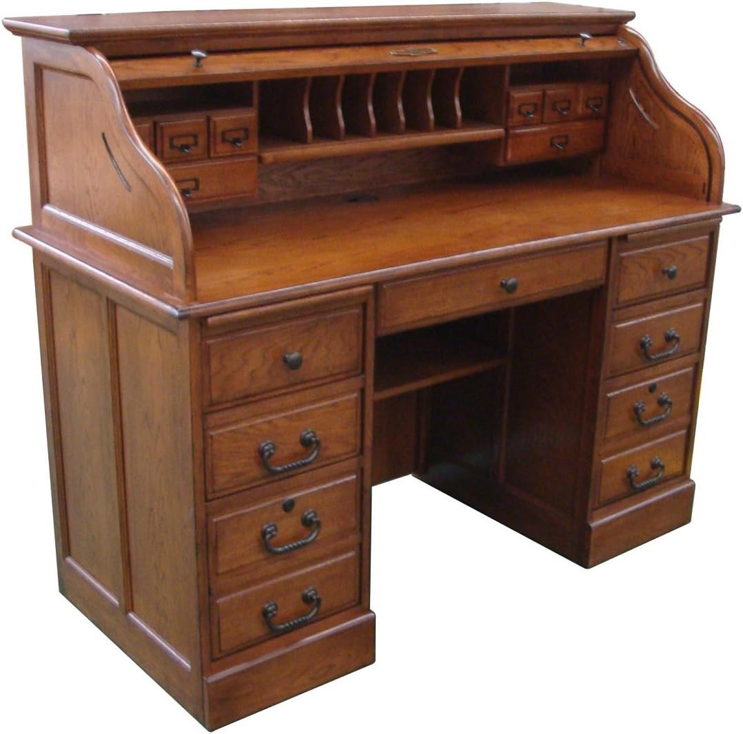 Chelsea Home 54 in. Mylan Roll Top Desk in Burnished Walnut