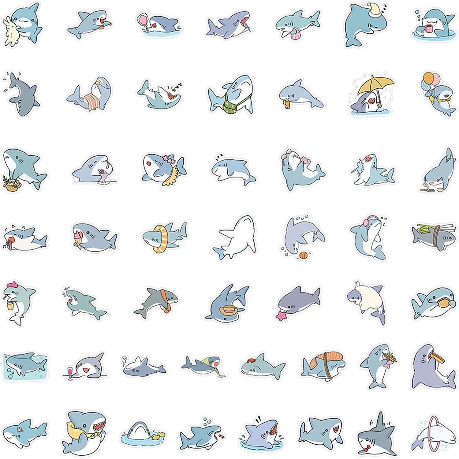 50Pcs Shark Stickers Pack, Waterproof Graffiti Stickers for Laptop, Kindle, Journal, Scrapbook, Suitcase, Computer, Water Bottle, Skateboard, Notebook, Cute Decals image 2