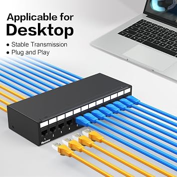 Patch Panel 12 Port with 12pcs Cat6 Keystone JackEC Listed Unshielded No Rust and Durable (1U 12Port Cat6 Keystone Jack Unshielded)
