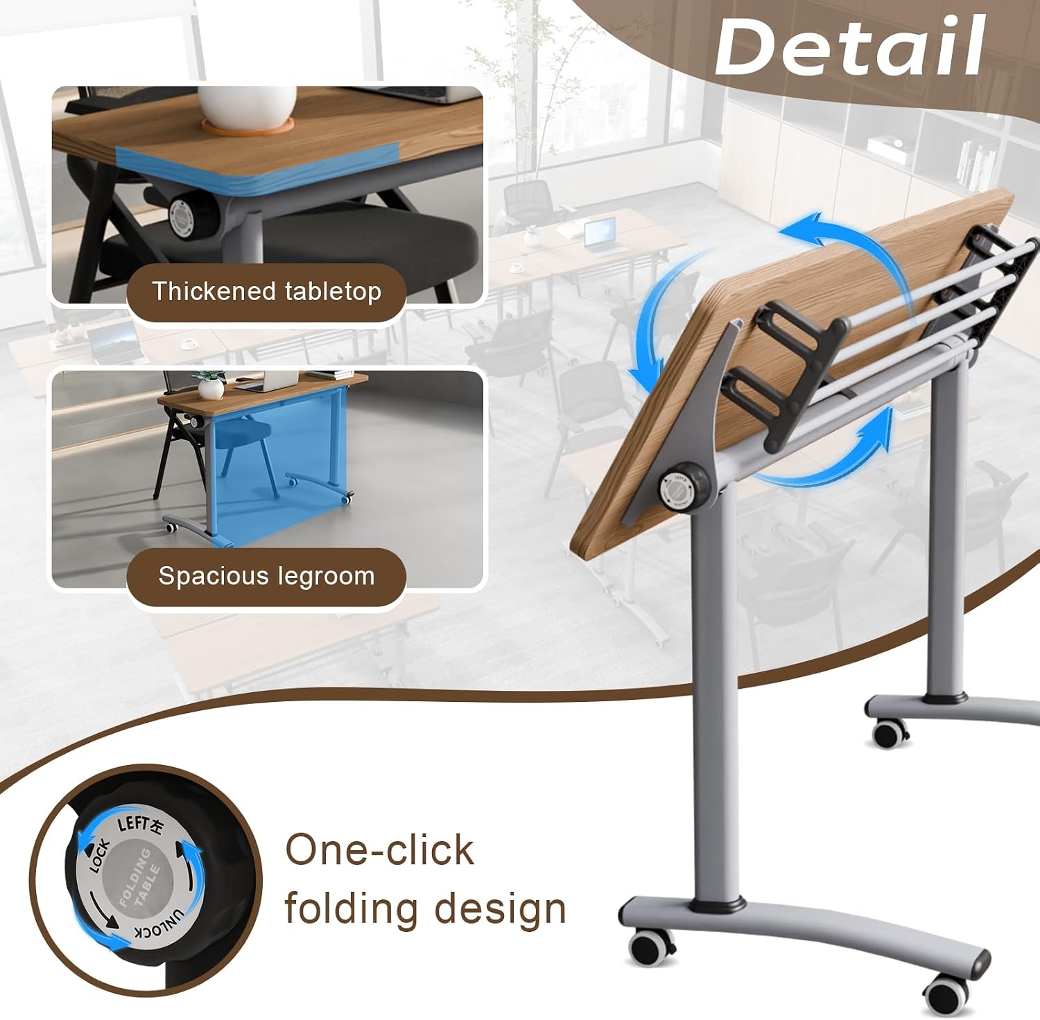 4 PACK Folding Conference Table with Wheels,47.2in*15.7in*29.5in, Heavy-Duty Flip-Top Foldable Conference Training Table System,Rolling Conference Room Tables for Office, Classroom & Meeting Rooms
