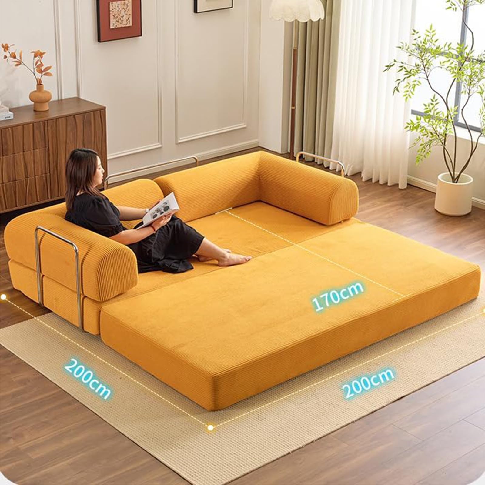 Sofá cama plegable convertible en sillón cama con almohada, Out Comfy Lounge multifuncional de espuma viscoelástica con reposabrazos, para el hogar, dormitorio, oficina, sofás cama largos, 004, W