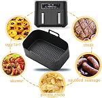 Silicone Air Linges de fryer pour Ninja Dual Air Fryer, réutilisable Air Liner de silicone Fryer, convient à Ninja Foodi DZ201/DZ401 (2 x Noir)