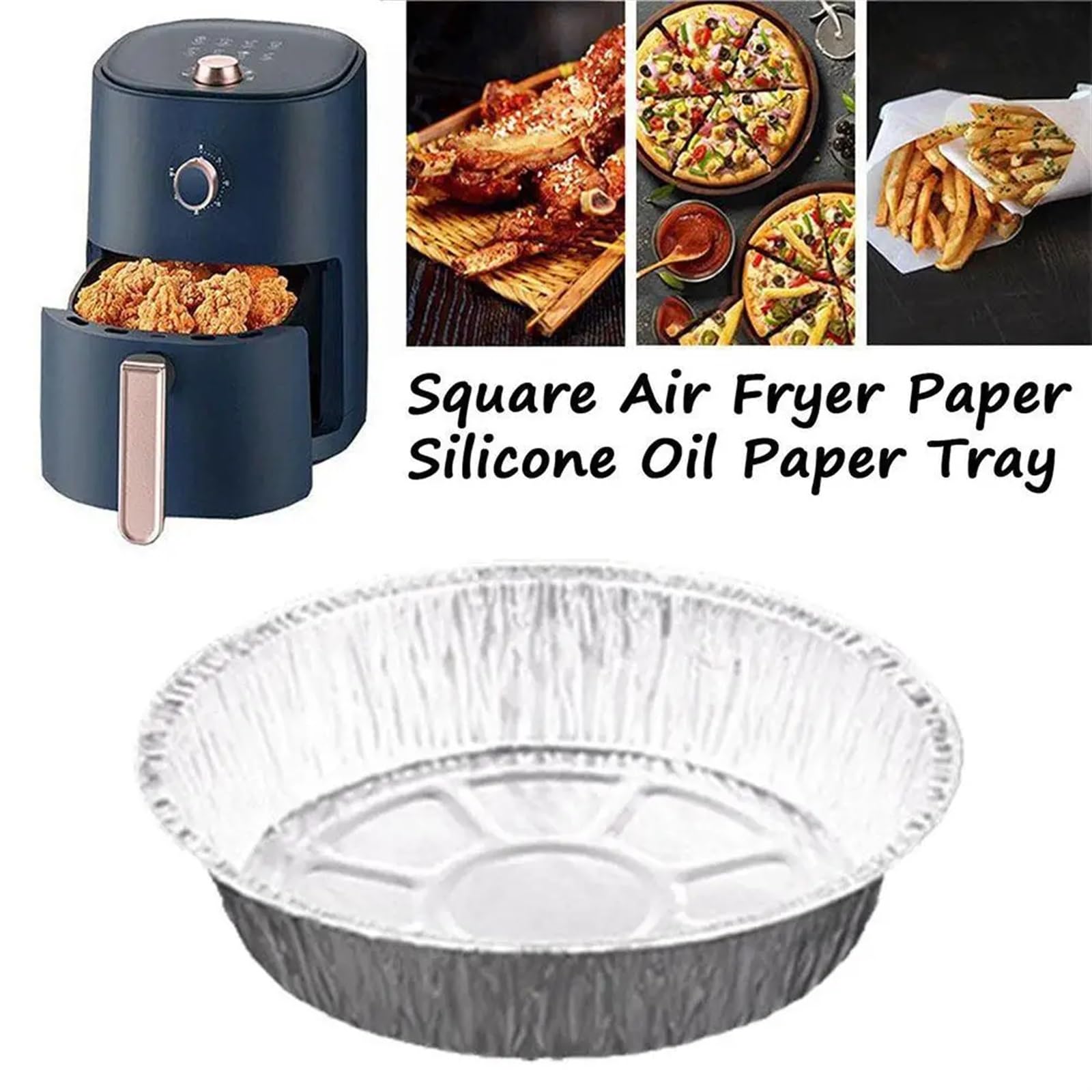Jednorazowe naczynia kuchenne 50/100 sztuk folia aluminiowa puszka puszka na gorące powietrze frytkownica papier kosz parowy kuchnia narzędzie do pieczenia grill taca ociekowa do gotowania (50 szt.)