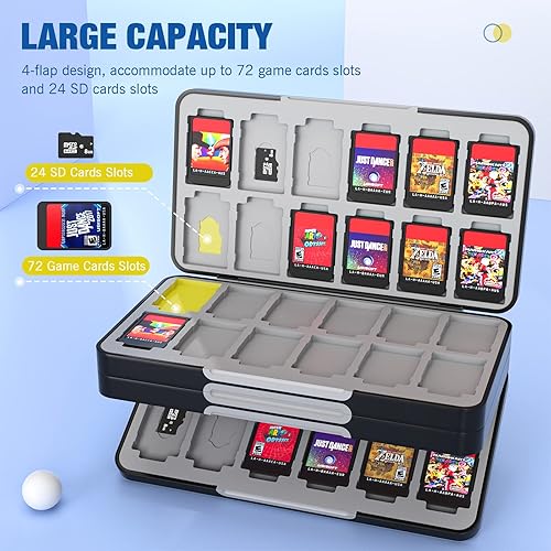 Miniatura 2 de MoKo Funda de 72 tarjetas de juego compatible con Nintendo Switch OLED 2021SwitchSwitch Lite, funda de soporte para juegos Switch para tarjetas de