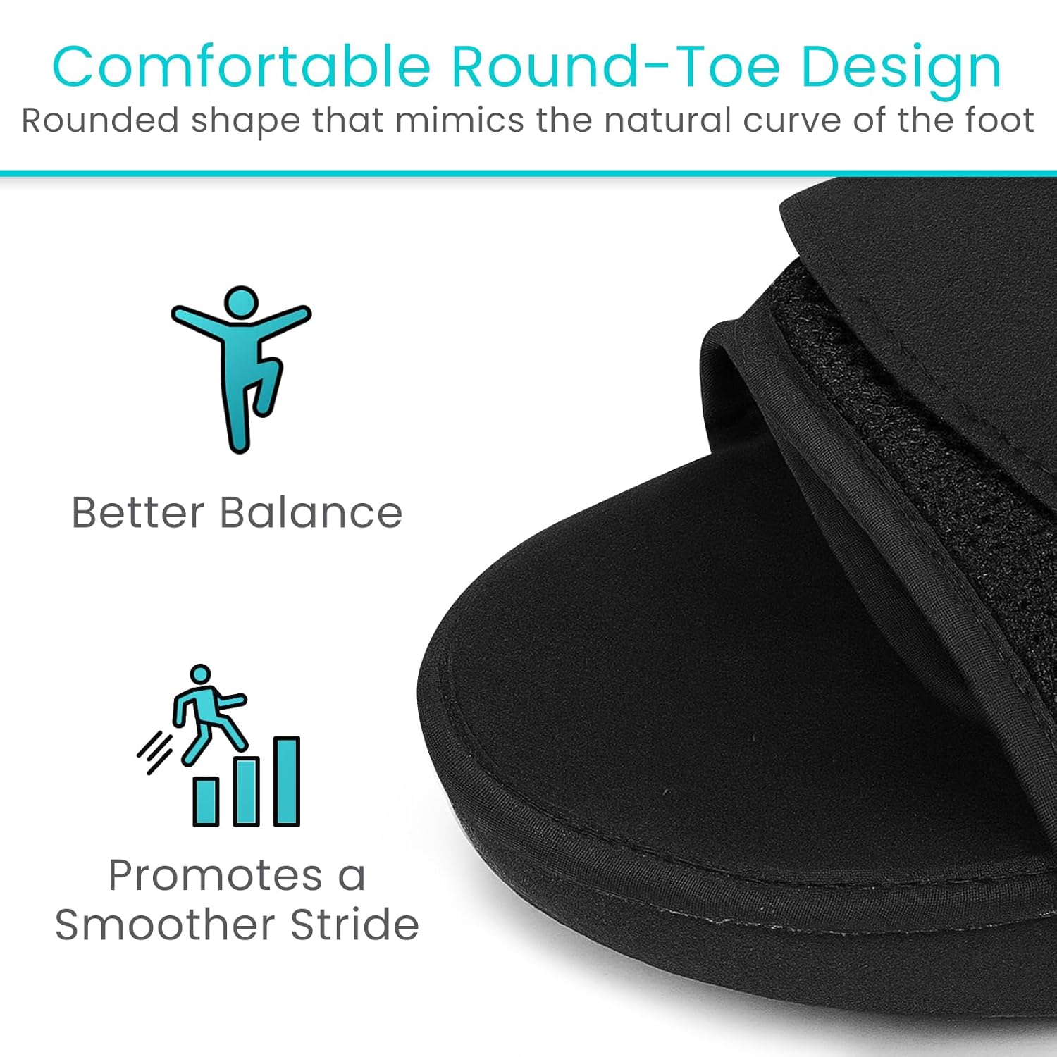 Vive Rounded Post Op Shoe for Injured Foot - Orthopedic Recovery Shoes for Women, Men - Lightweight, Adjustable Medical Walking Shoe for Post Surgery, Stress Fracture, Bunions, Sprains - Left or Right (Medium)