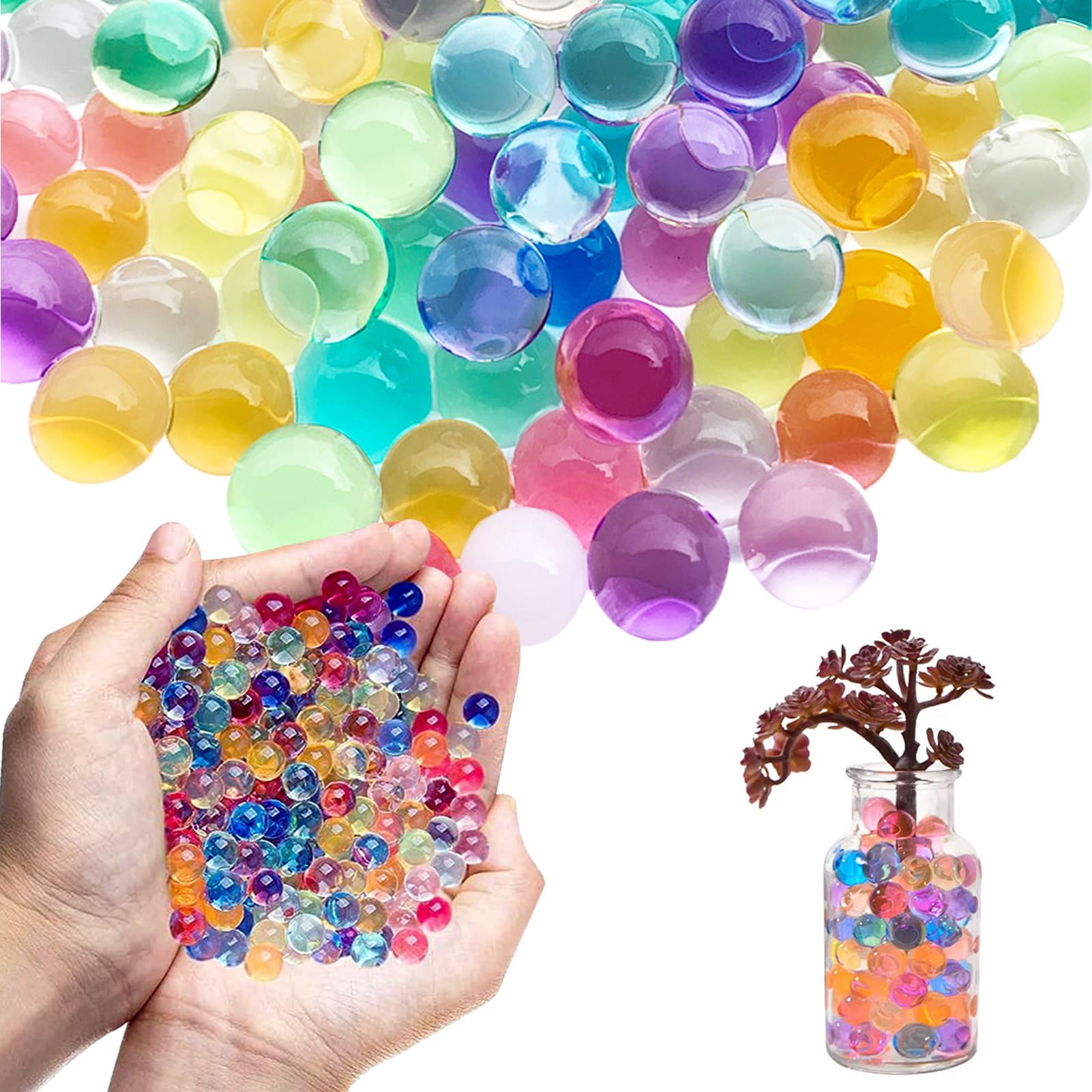 100g Pack 20000 Pièces Water Beads Colorful,Biodegradable Balls,Gel Soil Mud Bead,Vase Filler,Decorative Water Balls,Filled Decoration Home Accessories,and Craft for Stress Relief,Decoration