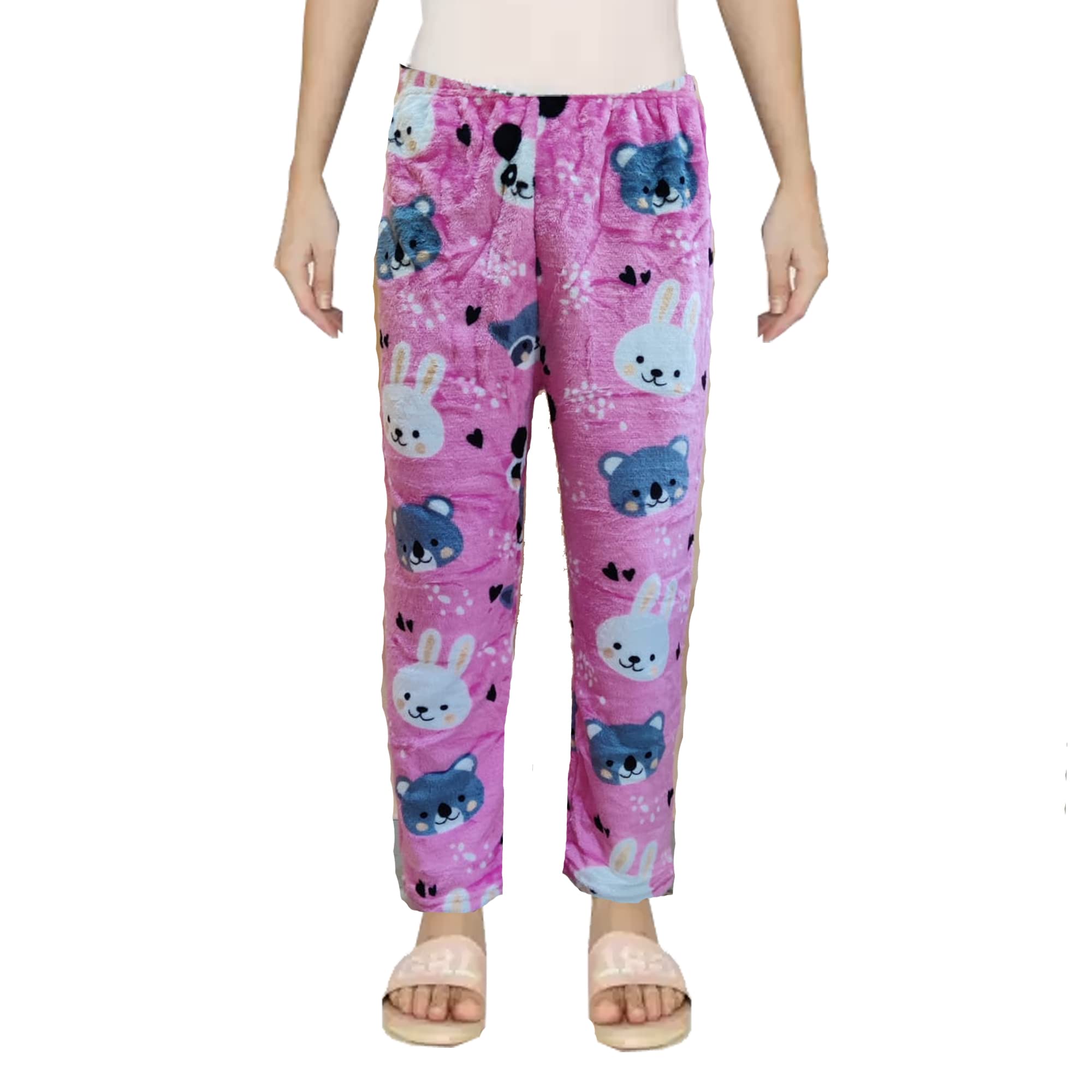 Women Girls Woolen/Fleece Pyjama Regular Fit Nightwear Stretchable Warm Winter Wear Free Size (28 till 34) Pack of 1-image-29