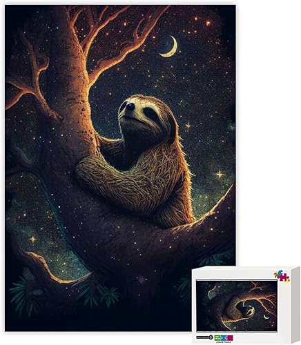 Miniatura 2 de Rompecabezas de animales, rompecabezas con temática de animales de perezoso en el árbol para adultos, rompecabezas de 500 piezas, juegos educativos