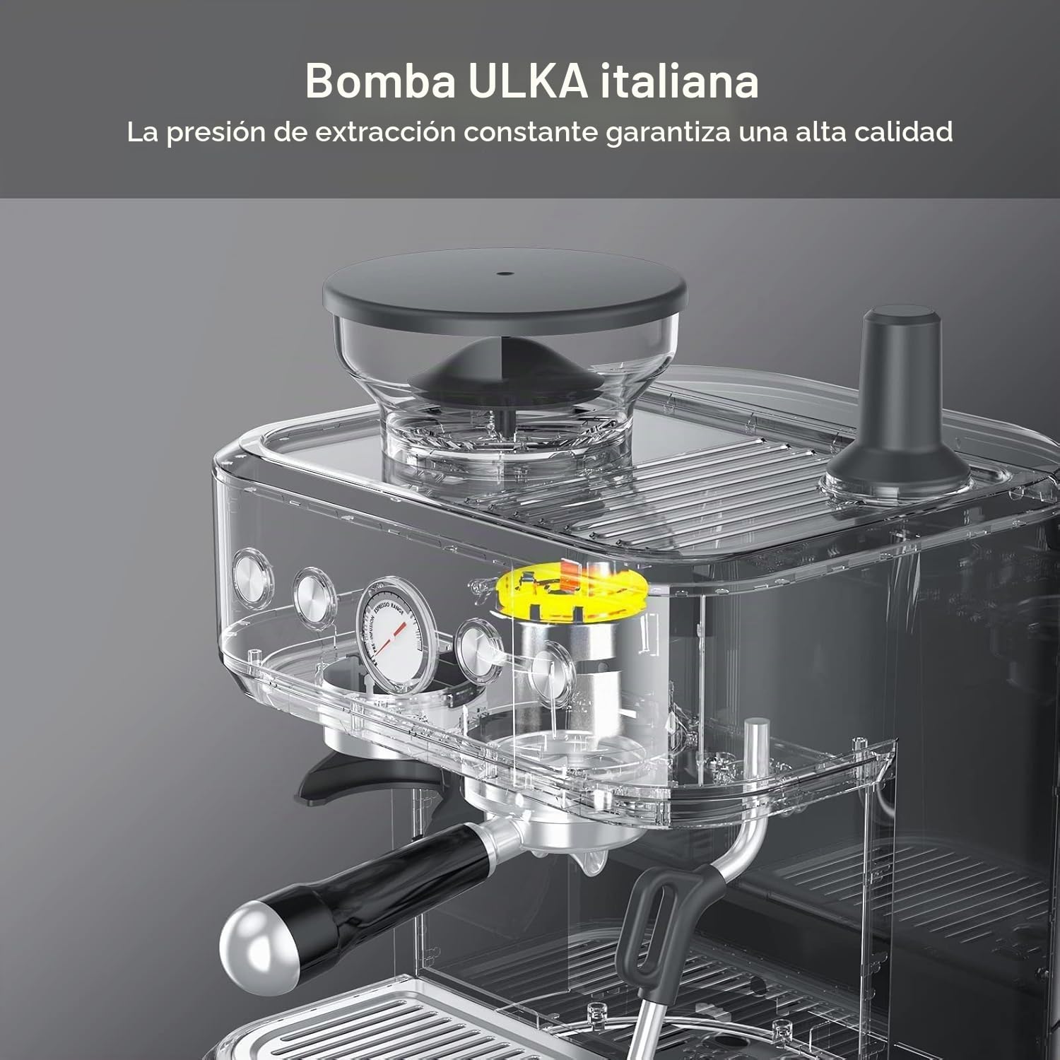 Cafetera Automatica con Molinillo Integrado, Espumador de Leche Manual, Cafetera de Bomba de Acero Inoxidable, Depósito de 2.5 Litros , Acero Inoxidable, Barista Profesional para Hogar y Oficina