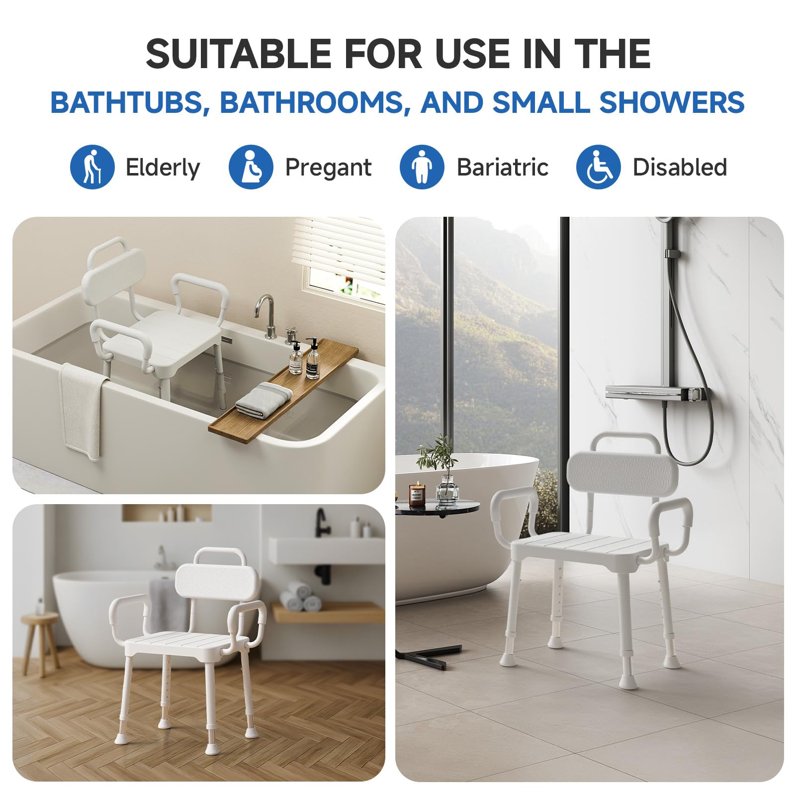 Loyoda Sedia da bagno/doccia leggera in alluminio, sicura, antiscivolo ed elegante