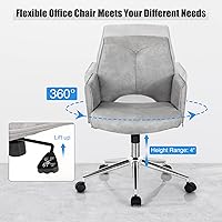 Vista 6 de Giantex Silla de escritorio de oficina en casa, silla de escritorio de piel sintética con ruedas y reposabrazos, altura ajustable, moderna silla