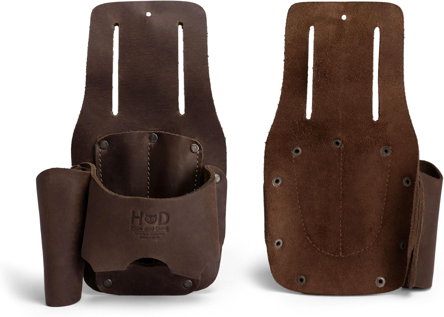 Hide & Drink, Tape & Knife Holder, Marking and Measuring Pouch, Tool Case, Screwdriver Holster, Pocket Belt Pouch, Full Grain Leather, Handmade