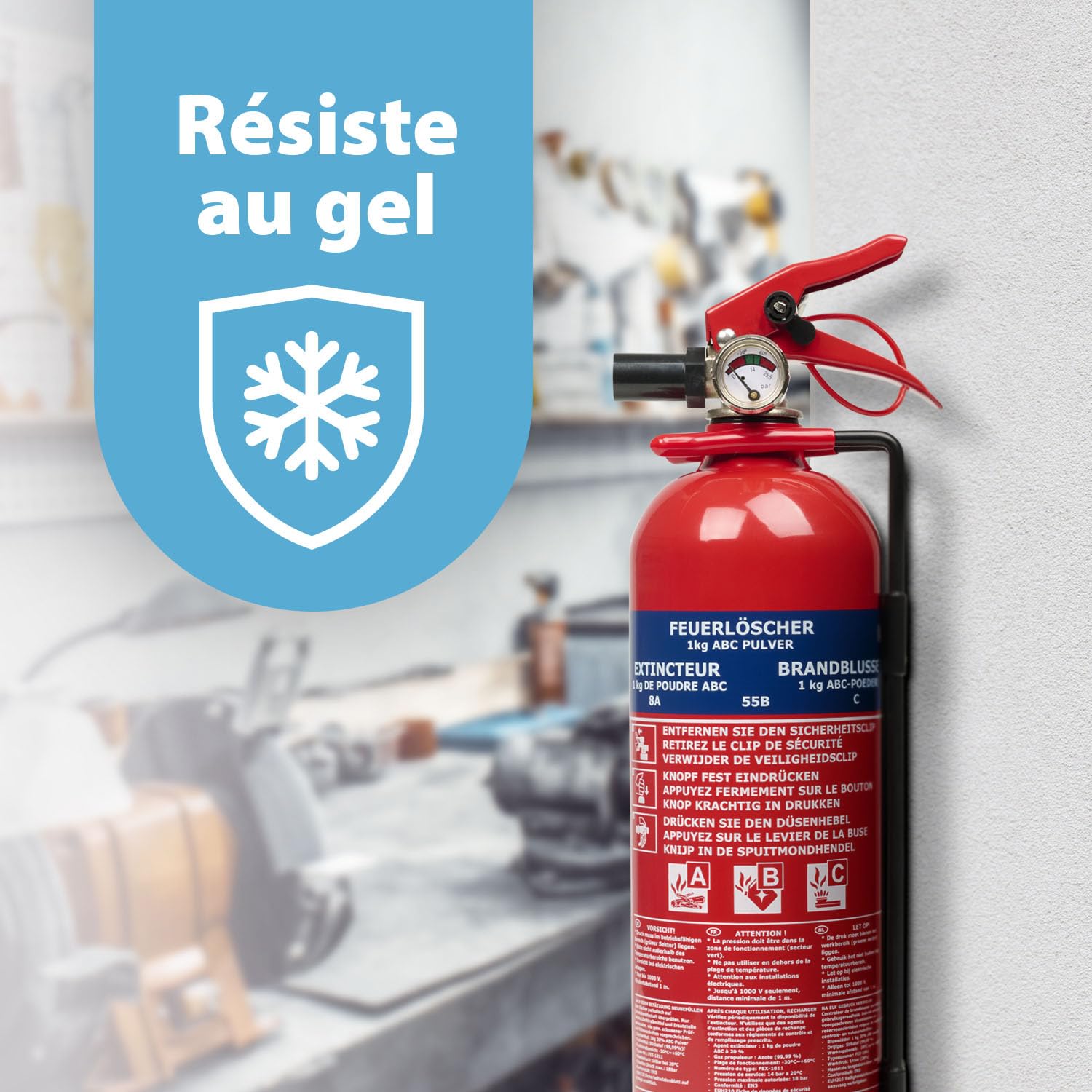 Smartwares Extincteur Poudre 1 kg Feux ABC Support Inclus FEX-18116