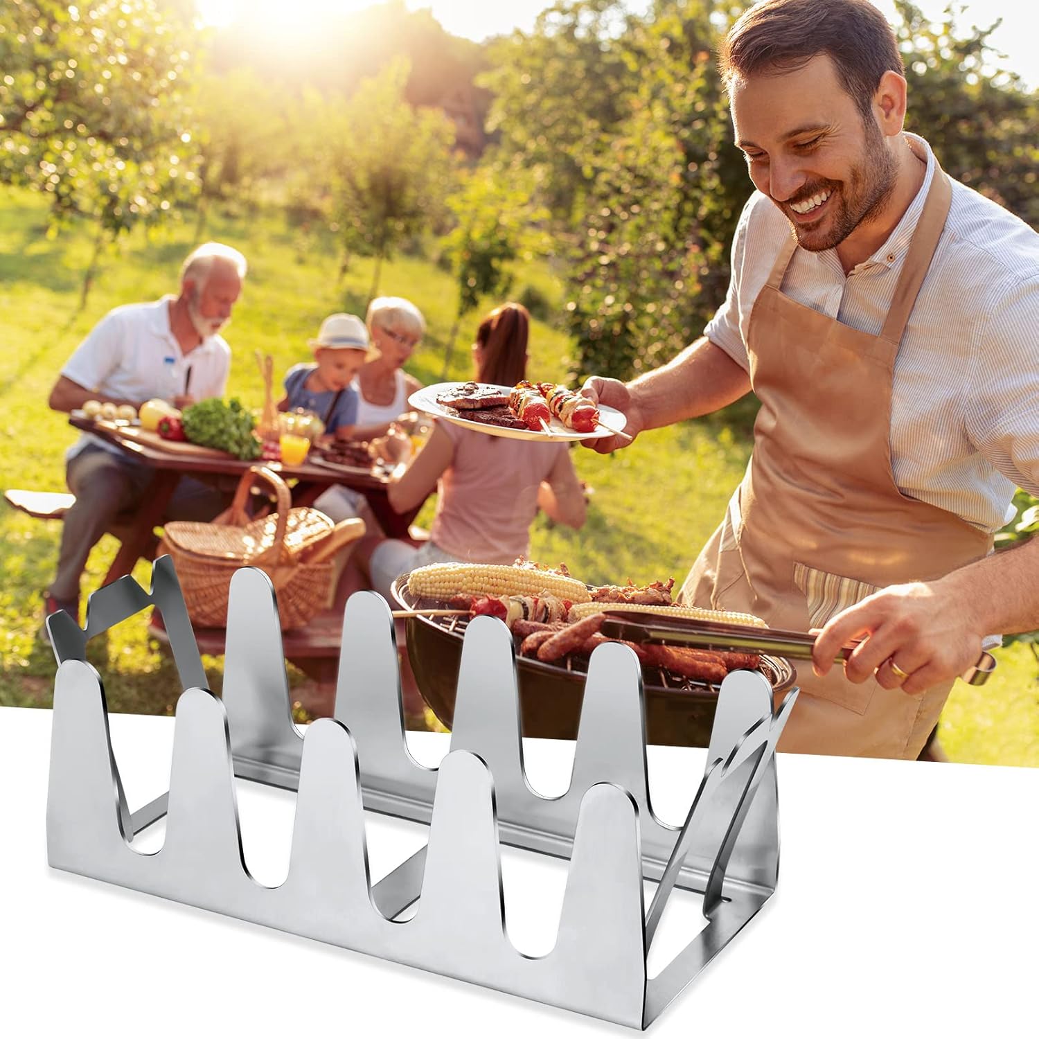 flintronic Griglia per Barbecue, Supporto di Cottura per Costine Barbecue, Cottura in Verticale per Barbecue, Strumenti per Barbecue in Acciaio Inox, Adatto carbonella Gas Elettrico (1pc) flintronic Griglia per Barbecue, Supporto di Cottura per Costine Barbecue, Cottura in Verticale per Barbecue, Strumenti per Barbecue in Acciaio Inox, Adatto carbonella Gas Elettrico (1pc)