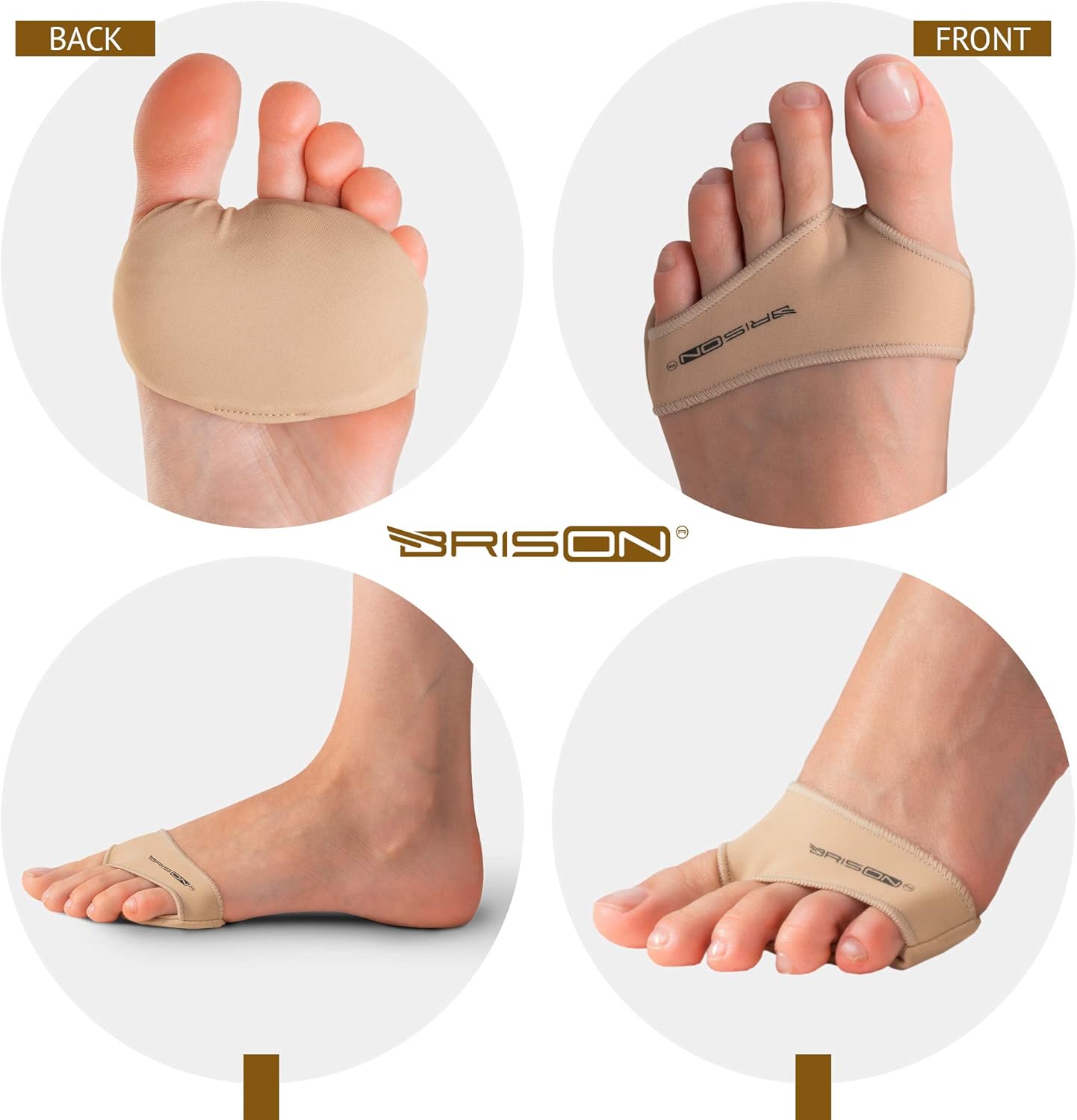 Fabric Metatarsal Pads - Ball of Foot Cushion Sleeves Burning Sensations Forefoot Blisters Metatarsalgia Pain Relief Foot Health Care Tight Fitting Feet - Gel Pads for Men Women - Medium - Beige : Everything Else