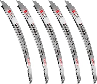 Sawzall Blades for Cutting Trees, 5 Pack 15 Inch 6 Tpi Japanese Teeth Reciprocating Saw Blades, Cr-V Wood Cutting and Tree Trimming Blades with Curved Edge and Fleam-Ground Teeth