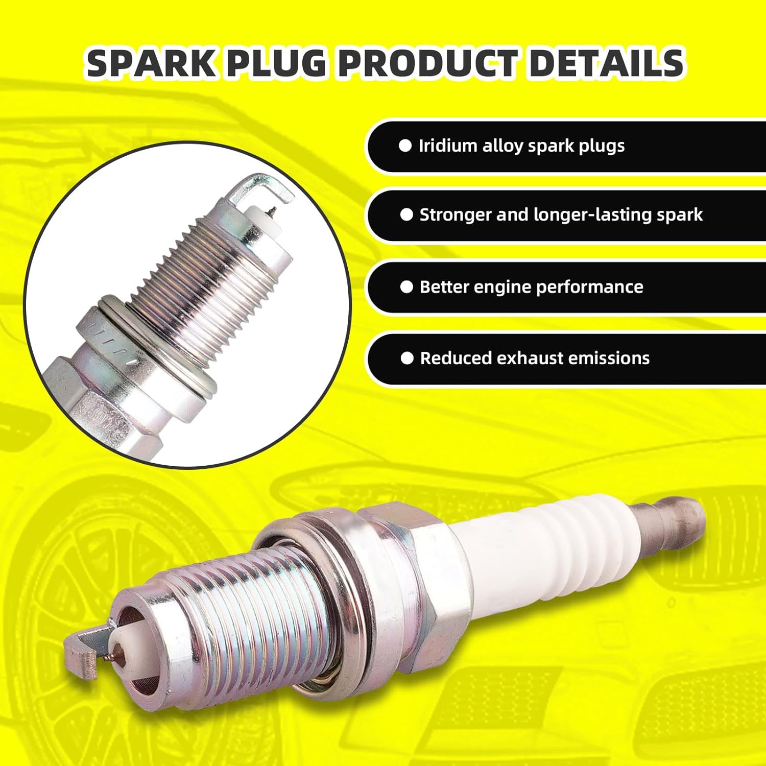 Set of 4 PCS Iridium Spark Plugs with Wire Set 671-4194 55310 9177 RC-NX93 22450-86G25 Compatible with Nissan Axxess 1990-1995 D21 1990-1994 Pickup 1995-1997 Stanza 1990-1992 240SX 2.4L L4