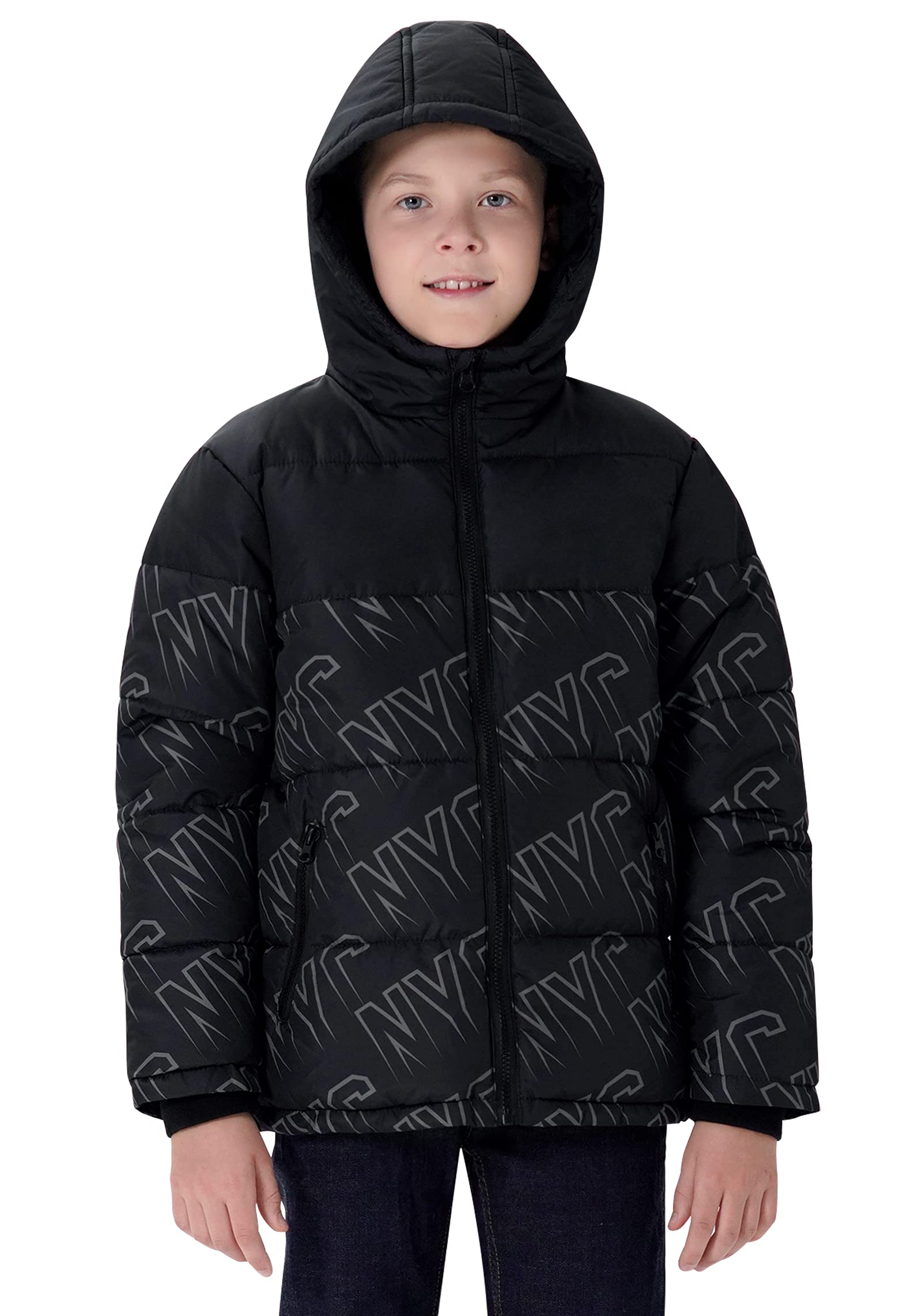 SOLOCOTE Boys Winter Coat Lightweight Thicked Winter Jacket Warm Soft Puffy Cotton Outwear with Hood