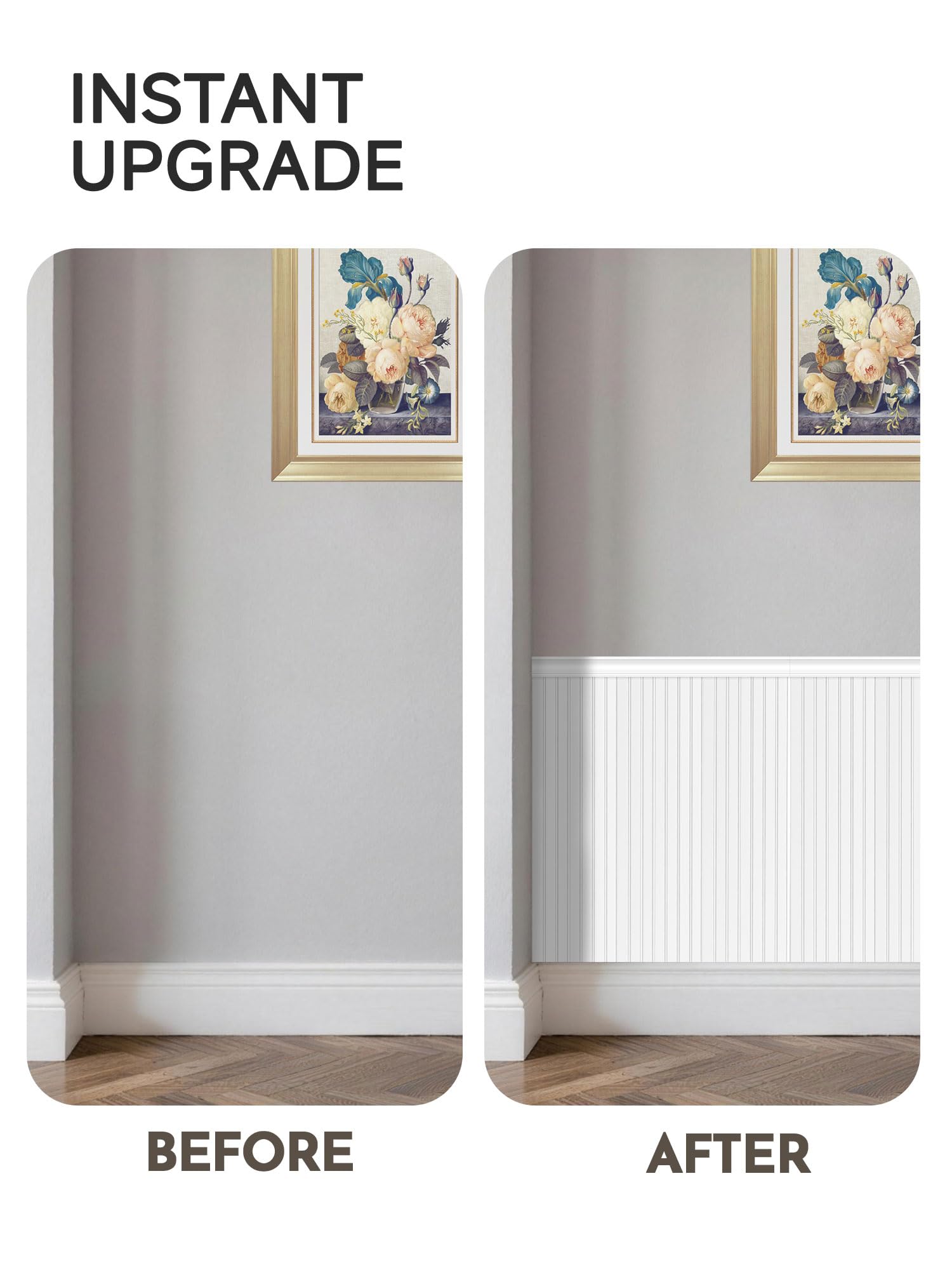 Upick Pannelli per boiserie Beadboard, pannelli da parete verniciabili in PS per pareti d'accento 294,6 x 99,1 cm