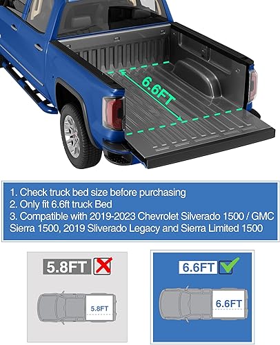 Miniatura 2 de Cubierta plegable suave para caja de camioneta de 6.6 pies compatible con Chevrolet Silverado 1500 GMC Sierra 1500 GMC Sierra 1500 2014 2015 2016