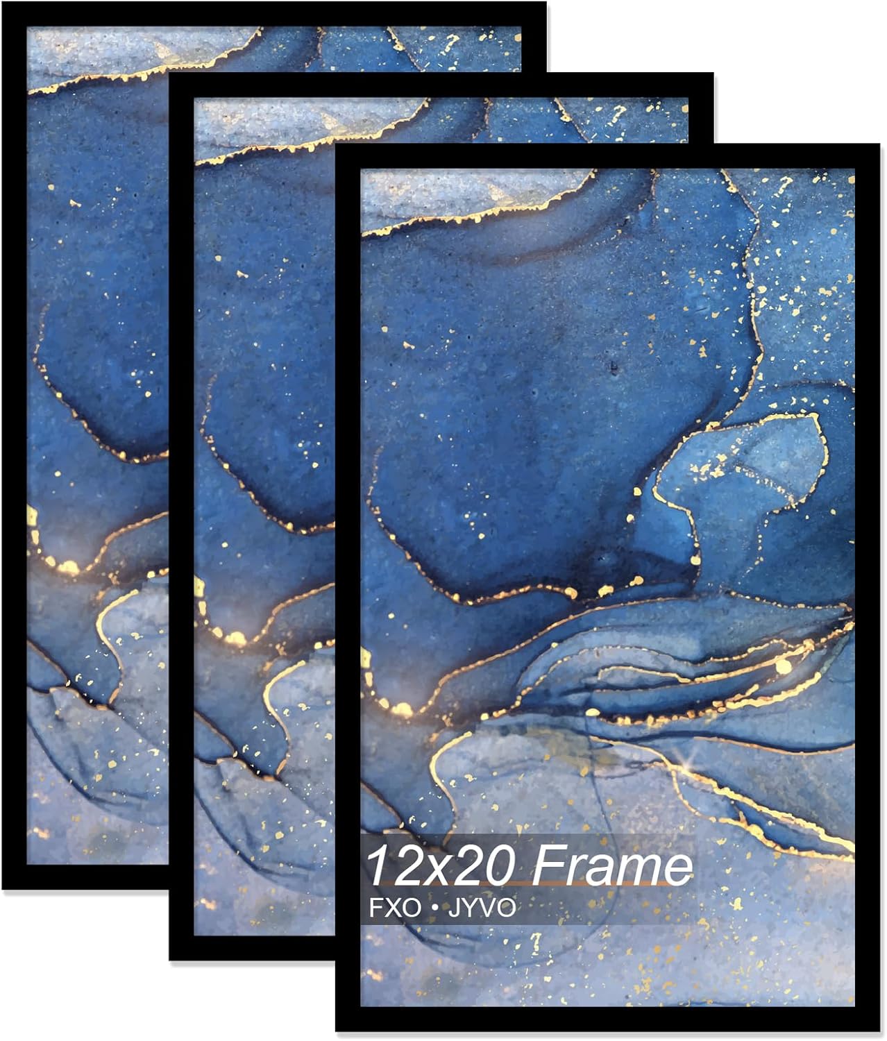 12x20 Picture Frame Set of 3, Black Frame for 12 x 20 Inch Picture Poster Photo, Light Weight and High Transparent 12 by 20 Frame for Wall - 3 Pack/Black/12 x20