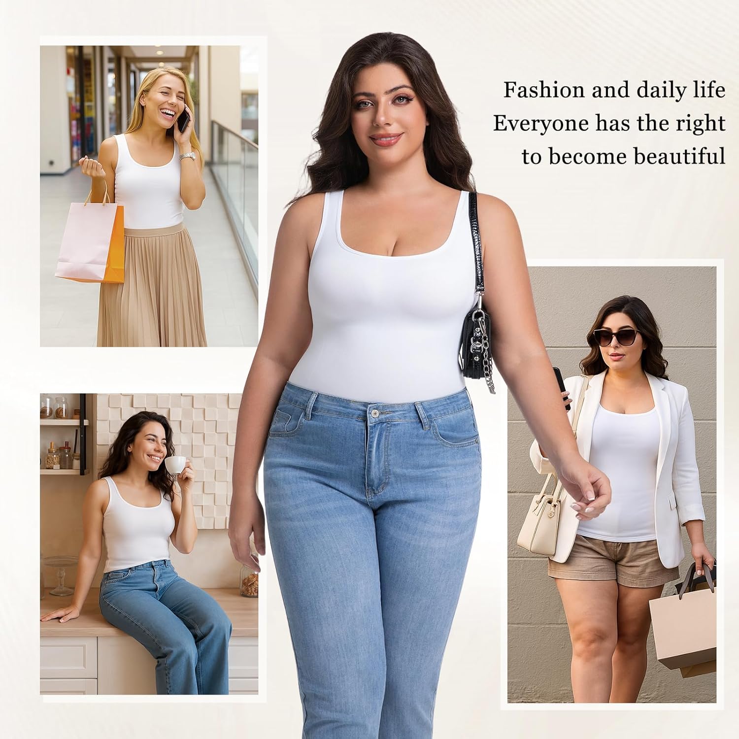 Tank Tops Scoop for Women Square Neck Compression Cami Shapewear Tummy Comtrol Slimming Seamless Body Shaper - Image 8