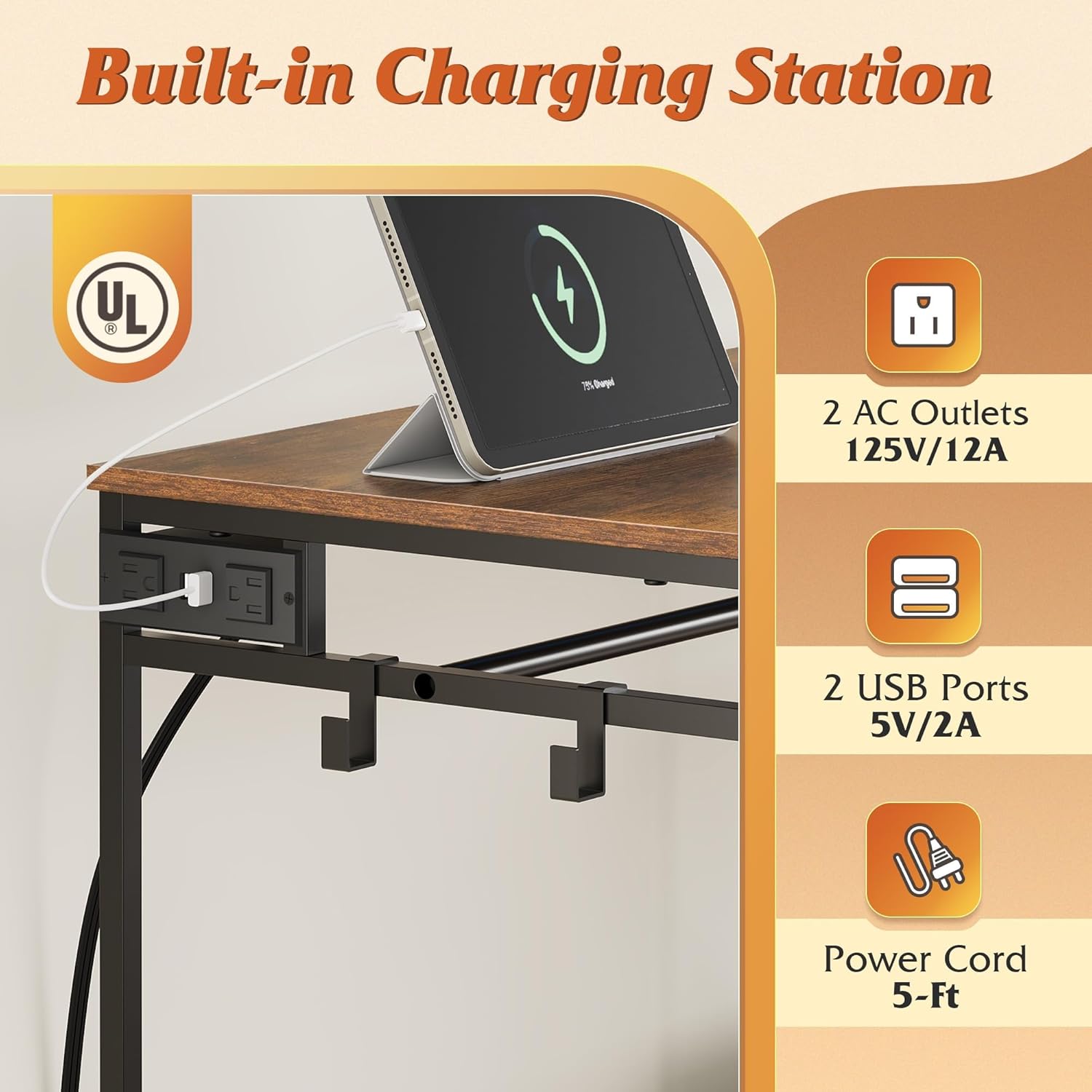 WLIVE Dresser with Hanging Rack for Bedroom, 3 Drawer Dresser with LED Lights & Charging Station, Fabric Dressers & Chest of Drawers, Storage Organizer with Open Shelves for Living Room, Brown - Image 6