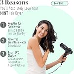 MINT Dragonfly Ionic Hair Dryer with Diffuser | Lightweight Professional Hair Dryer | Smart Negative Ion | High Speed Hair Dryer | Brushless Ionic Blow Dryer | Low EMF