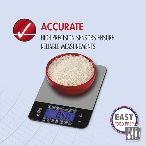 Miniatura 2 de SmartHeart Báscula digital de cocina con calculadora de calorías y carbohidratos | Acero inoxidable | Función de tara | Conversiones de unidades: