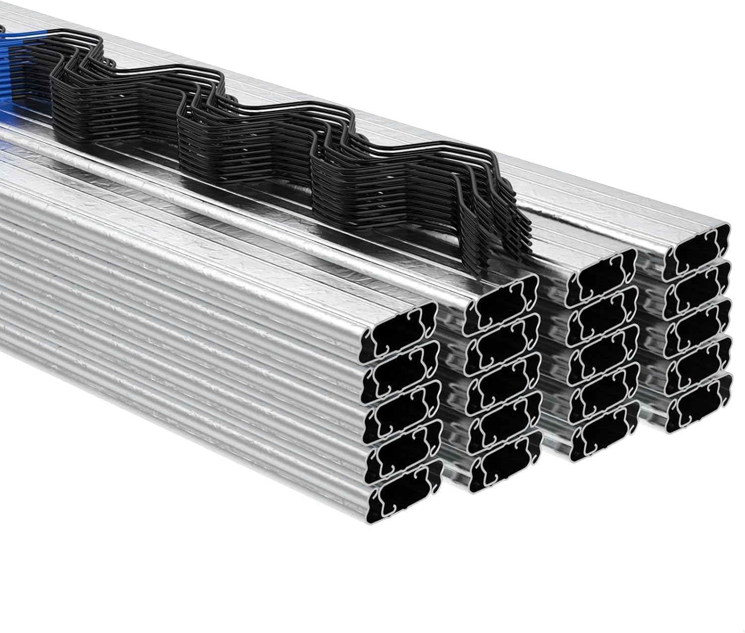 GarveeLife 40m Greenhouse Lock Channel & Wiggle Wire Kit – 20-Pack 1m Heavy Duty Galvanised Steel u-Channel & PVC Coated Spring Wires for Polytunnel Cover, Shade Cloth & Netting