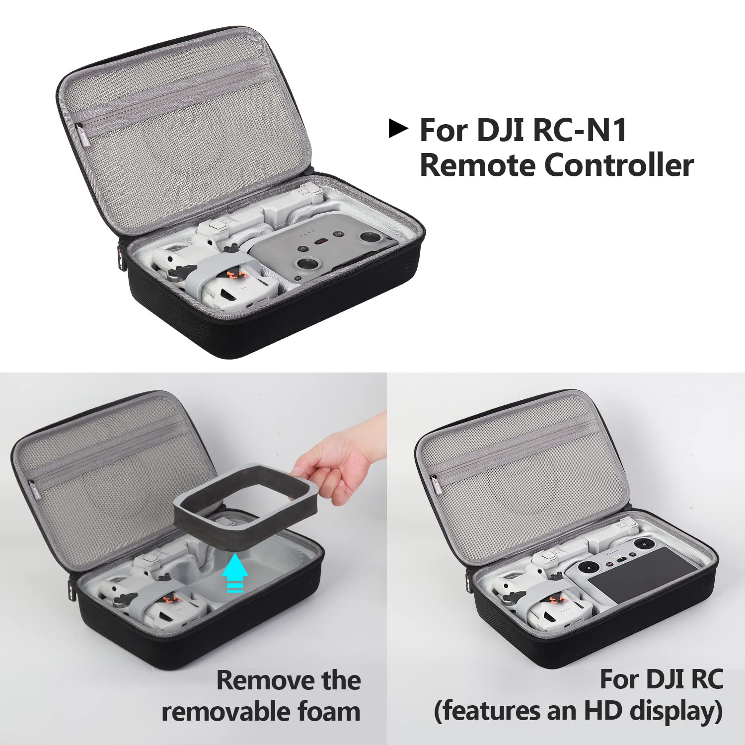 JSVER Mini 3 Pro 3 Étui Portable EVA Dure Cas pour DJI Mini 3 Voyage Espace de Rangement Sac de Transport pour DJI 3 Pro Housse Accessoires-Noir