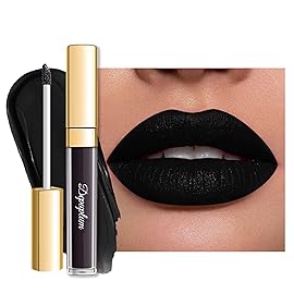 Depuplum Black Lipstick Matte for Women, Long Lasting Lipstick Smudge Proof No Transfer Goth Liquid Lipsticks, Cruelty Free Lip Makeup (DM23 Black Storm)