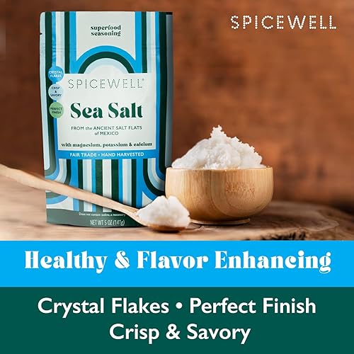 Miniatura 4 de Spicewell Bolsa de sal marina  Sal marina artesanal cosechada a mano, alta en electrolitos, magnesio, potasio y calcio. Lona de plástico, sin yodo,