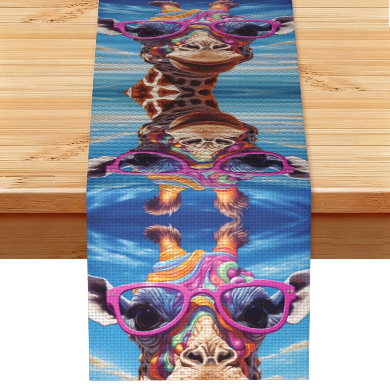 Mischievous Giraffe Linen Feel Table Runner Wedding Party Home Decoration